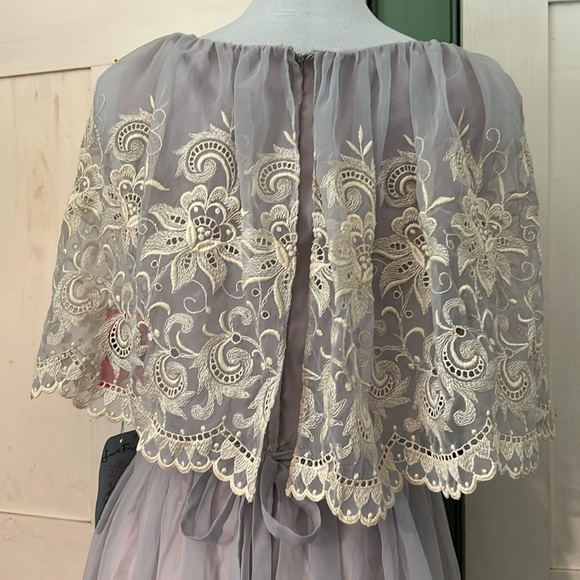 🔥RARE!🔥NOSWT Aventura Carrie Couture Lace & Chiffon Party Wedding Dress 60-70s - Picture 5 of 8